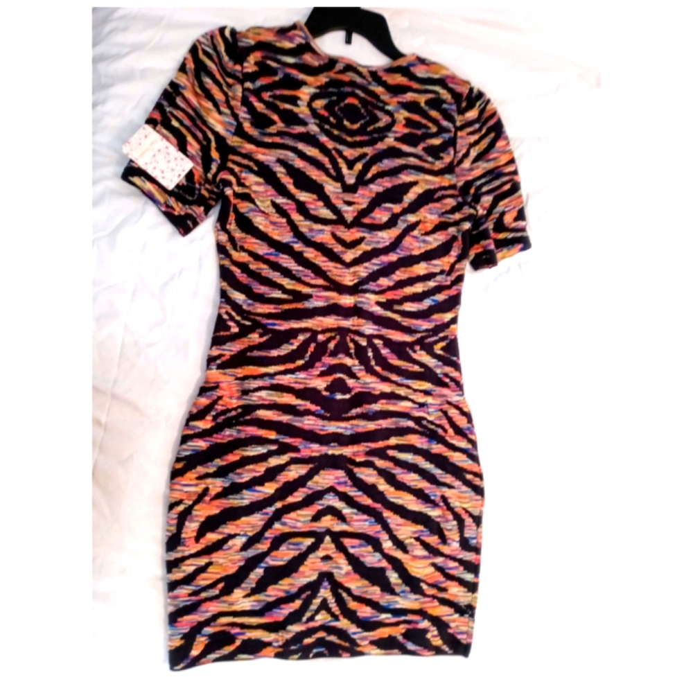 Free People Tiger Multi Colored Form Fitting Midi